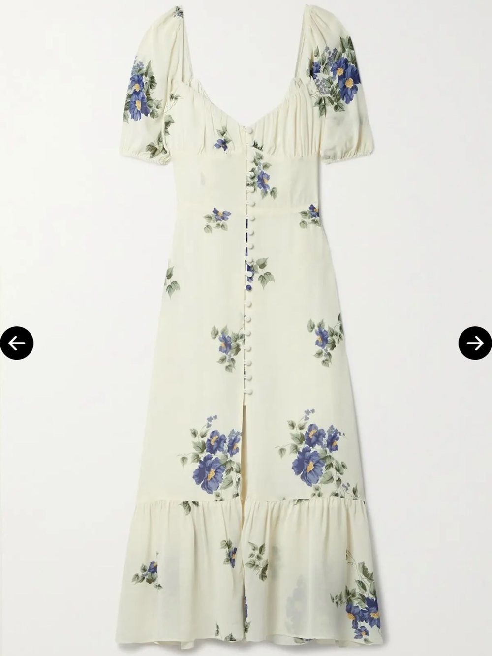 Reformation Parke Midi Dress Roquefort Floral Ivory Size 4 - Picture 4 of 13